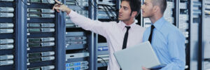 group of young business people it engineer in network server roo